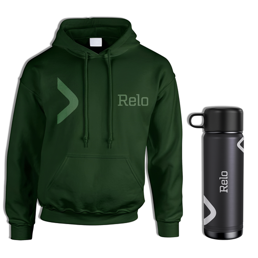 Relo Green Hoodie + Flask